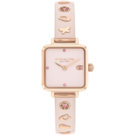 Coach Quartz Watch for Women - Stainless Steel Square Bangle with Crystals