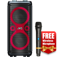 JVC Portable Party Speaker 800W PMPO Wireless Mic & Remote Control - Black