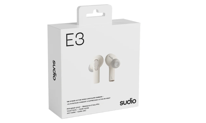 イヤホン SUDIO E3 white AACに対応し、基本性能が向上した北欧デザイン採用の完全ワイヤレス