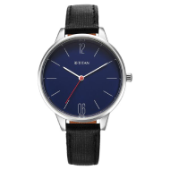 TITAN Neo Trendz Blue Dial Leather Strap - Ladies