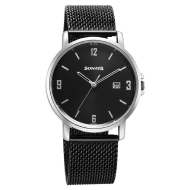 Sonata Essen Black Dial Stainless Steel Strap - Gents