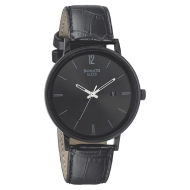 Sonata Sleek Black Dial Leather Strap - Gents