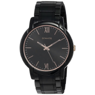Sonata Beyond Gold Quartz Analog Black Dial Metal Strap Watch - Gents