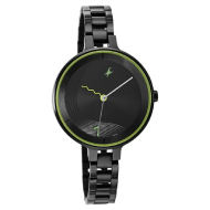 Fastrack Stunners Quartz Analog Black Dial Metal Strap Watch - Ladies