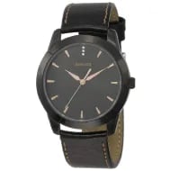 Sonata Quartz Analog Black Dial Leather Strap Watch - Gents