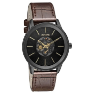 Sonata Quartz Multifunction Black Dial Leather Strap Watch - Gents