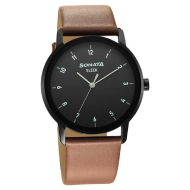 Sonata Sleek Black Dial Analog Watch - Gents
