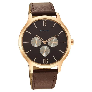 Sonata Versatyle Multifunction Brown Dial Leather Strap - Gents