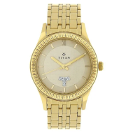 Titan Quartz Analog with Day and Date White Dial Stainless Steel Strap Watch - Gents