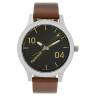 Fastrack Quartz Analog Black Dial Leather Strap Watch - Gents