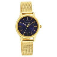 Sonata Classic Gold Blue Dial Metal Strap Watch - Ladies