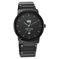 Sonata Sleek Black Dial Analog with Day and Date Watch - Gents