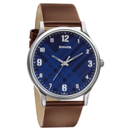 Sonata Smart Plaid Quartz Analog Blue Dial Leather Strap Watch - Men