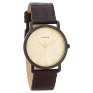 Sonata Quartz Analog Golden Dial Leather Strap Watch - Gents