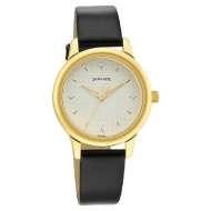Sonata Classic Gold White Dial Leather Strap Watch - Ladies