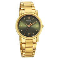 Sonata Classic Quartz Green Dial Golden Stainless Steel Strap Watch - Gents