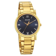 Sonata Classic Quartz Analog Blue Dial Golden Stainless Steel Strap Watch - Gents