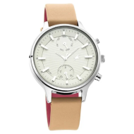 Fastrack Ruffles Quartz Multifunction Beige Dial Leather Strap Watch - Ladies