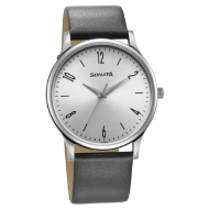 Sonata Aspire Quartz Grey Dial Leather Strap Watch - Gents