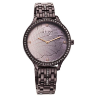 Titan Glitz Purple Dial Analog Stainless Steel Strap Watch - Ladies