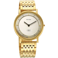 Titan Edge Metal Yellow Dial Stainless Steel Strap Watch - Gents