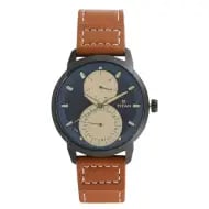 Titan Quartz Multifunction Blue Dial Leather Strap Watch - Gents