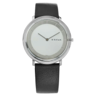 Titan Quartz Analog Silver Dial Leather Strap Watch - Gents