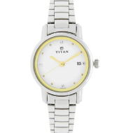 Titan Karishma White Dial Women Watch With Stainless Steel Strap - Ladies