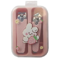MINISO Cute Strawberry Bunny Manicure Set (Pink) (2 Pcs)