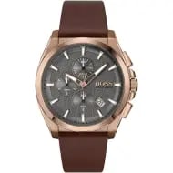 Hugo Boss Grandmaster Grey Dial Brown Leather Strap Watch for Men