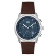 Hugo Boss Men's Brown Leather Blue Dial Chronograph