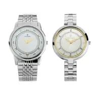 Titan Bandhan Quartz Analog Silver Dial Stainless Steel Strap Couple Watch