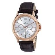 TITAN Watch with White Dial & Leather Strap - Gents