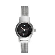 FASTRACK Black Dial Silver Metal Strap Watch â€“ Ladies 
