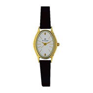 TITAN Silver Dial Brown Leather Strap Watch - Ladies