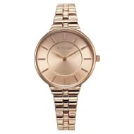 Titan Aura Quartz Analog Rose Gold Dial Stainless Steel Strap Watch for Women