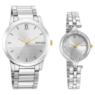 Sonata Quartz Analog Stainless Steel Strap Watch for Couple