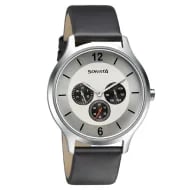 Sonata Quartz Analog Silver Dial Leather Strap Watch for Men