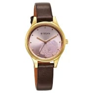 Titan Karishma Quartz Analog Pink Leather Strap for Women