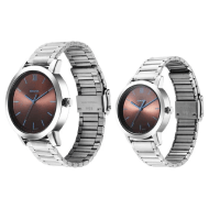 Sonata Alloy Pairs Quartz Analog Grey Dial Silver Band for Couple