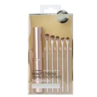 Miniso Portable Eye Makeup Brushes Set with Holder (5 pcs, Gold)