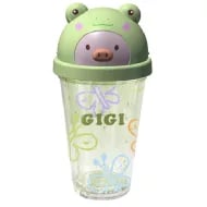 Miniso Gigi Jungle Adventure Series Plastic Straw Water Bottle 320ml- Frog