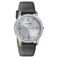 Sonata Quartz Analog Silver Dial Leather Strap Men's Watch