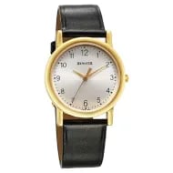 Sonata Classic Quartz Analog Silver Dial Black Leather Strap Watch for Men