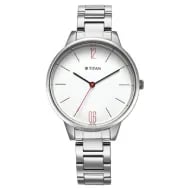Titan Quartz Analog White Dial Watch for Women