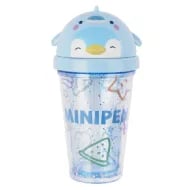 Miniso Dolphin Mini Family Double Layer Plastic Cup With Lid And Straw 320 ml