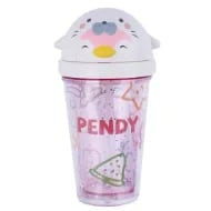 Miniso Seal Mini Family Double Layer Plastic Cup with Lid and Straw 320 ml