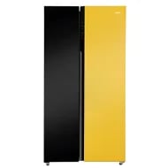 Haier Vouge Series 602L Side By Side Two Door Inverter Refrigerator Black Yellow