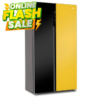 Haier Vouge Series 602L Side By Side Two Door Inverter Refrigerator Black Yellow