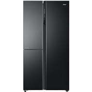 Haier 598L Side By Side Triple Door Inverter Refrigerator - Black Glass